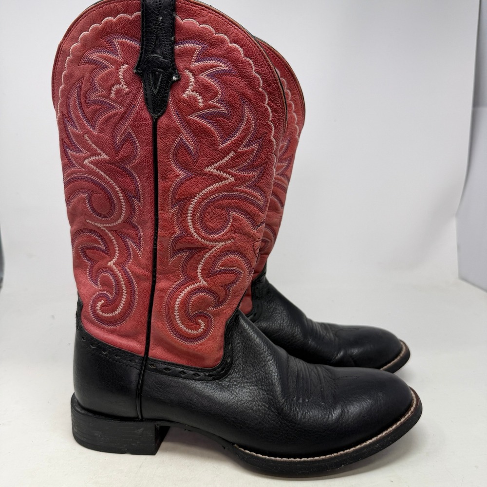 Ariat Boots Womens 9 10004718 Black Red Embroidered Western Round Toe EUC